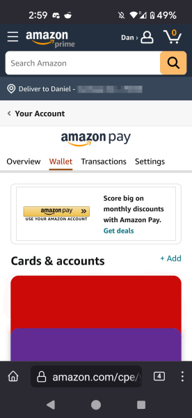 How to delete a credit or debit card from your Amazon account？