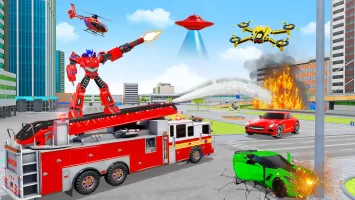 Fire Truck Robot Car Game