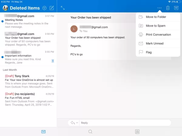How to Delete Emails in Outlook for iOS?