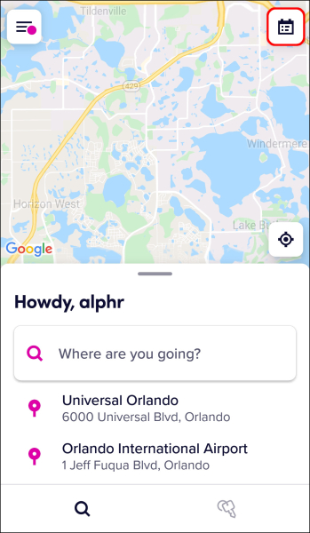 Where to see your schedule ride in the lyft app?