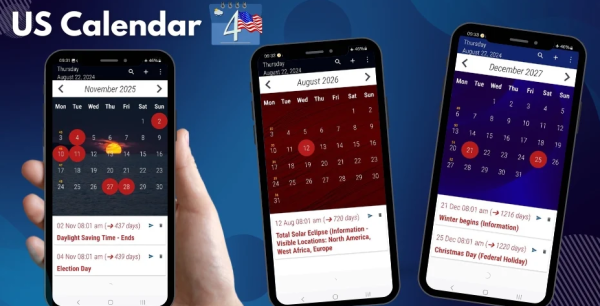 US Calendar with Holidays