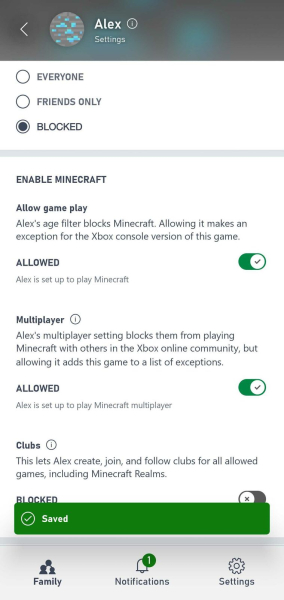 Xbox Family Settings