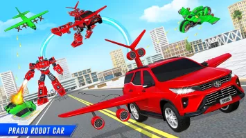 Flying Prado Car Robot Game