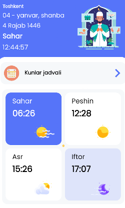 Ramazon Taqvimi 2025 Vaqtlari