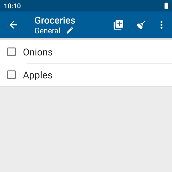 Shopping list — Lister