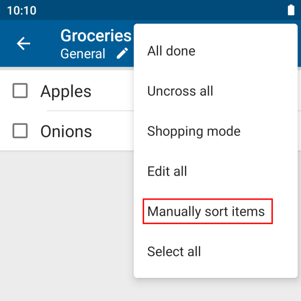 Shopping list — Lister