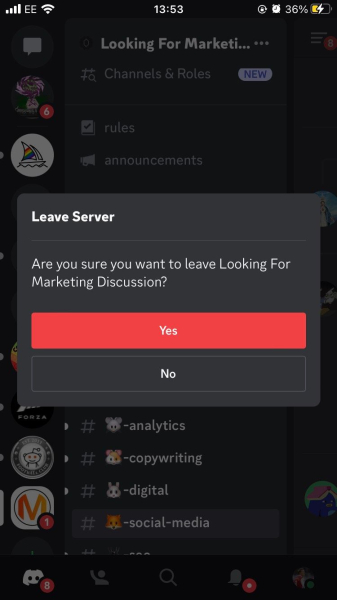 How to leave a Discord server？