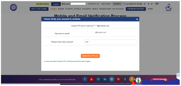 Mobile IRCTC Ticket Booking