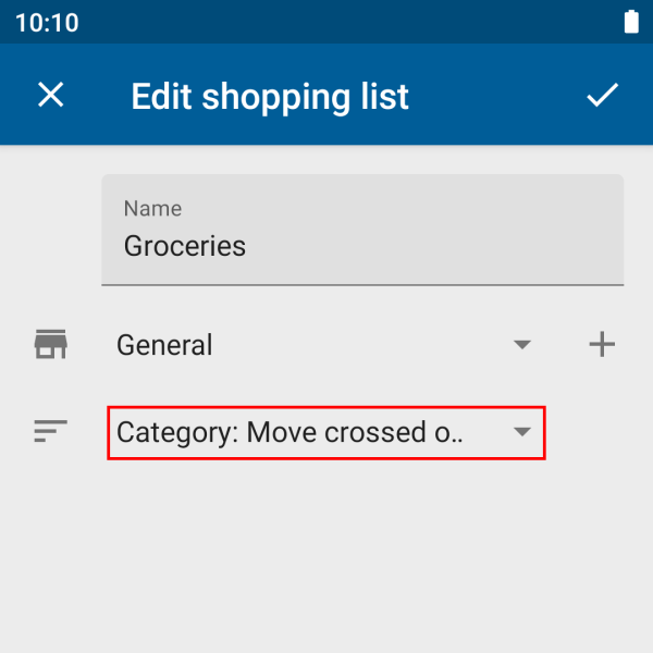 Shopping list — Lister