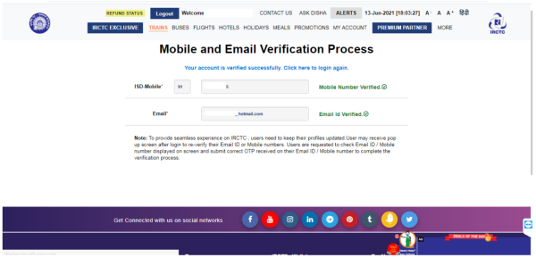Mobile IRCTC Ticket Booking