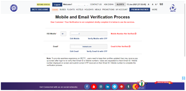 Mobile IRCTC Ticket Booking
