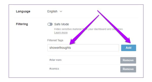 How to block tags and filter posts on Tumblr?