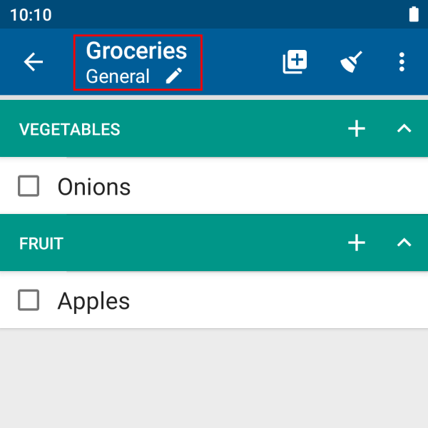 Shopping list — Lister