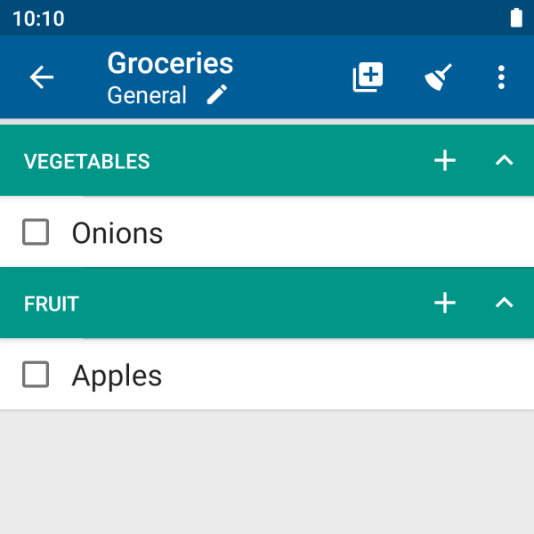 Shopping list — Lister