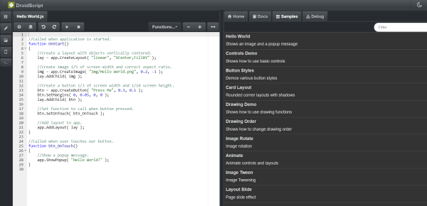 DroidScript: JS and Python IDE
