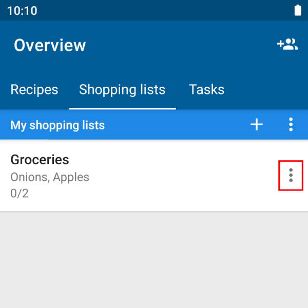 Shopping list — Lister