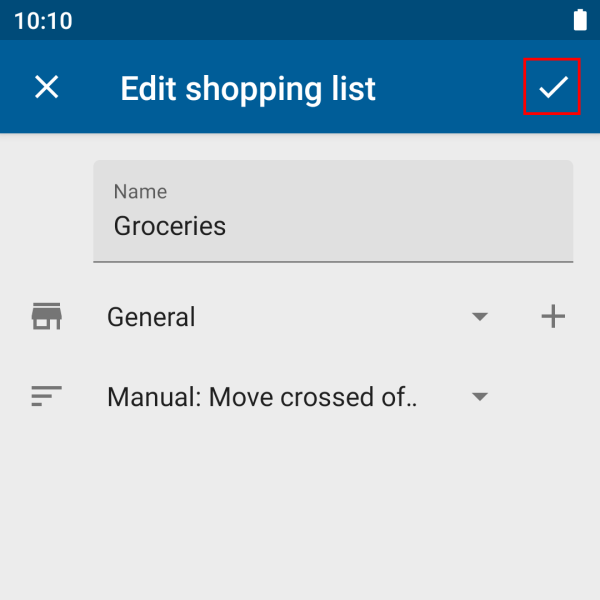 Shopping list — Lister