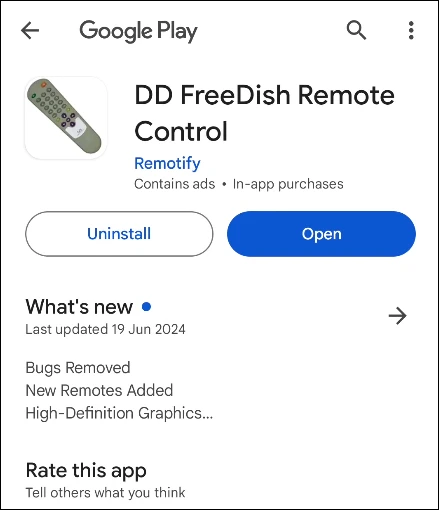 DD FreeDish Remote Control