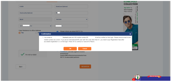Mobile IRCTC Ticket Booking