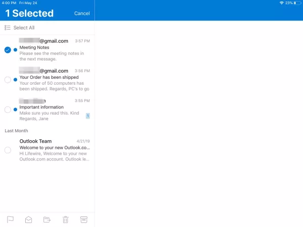 How to Delete Emails in Outlook for iOS?
