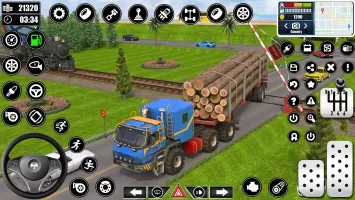 Log Transporter Truck Driving