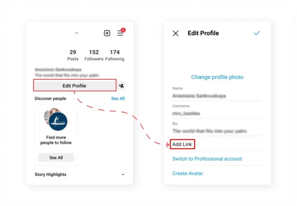 How to add a Twitter link to my Instagram Bio?