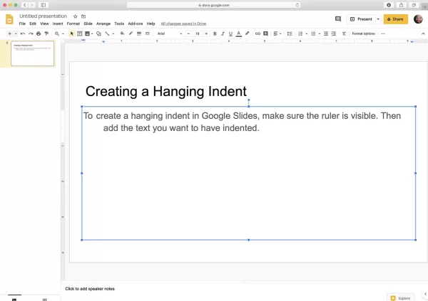 How to Do a Hanging Indent in Google Slides?