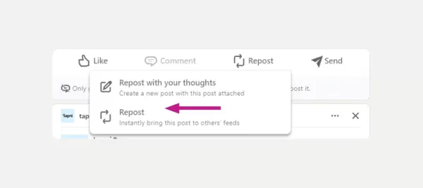 How to repost on linkedin?