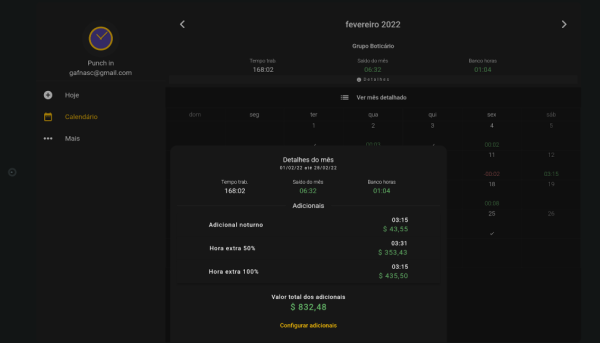 Punch in - Overtime, Timesheet