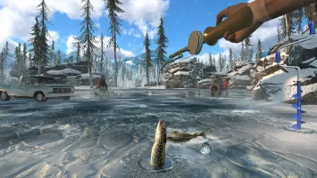 Ice fishing game. Catch bass.