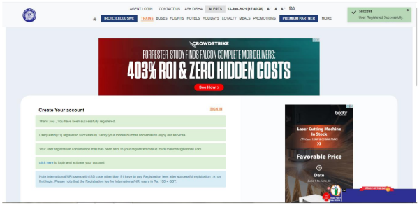 Mobile IRCTC Ticket Booking